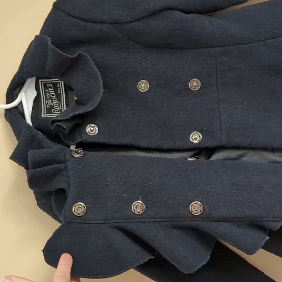 3T Rothschild Coat Ruffle Snap Front Solid Color Girl's Coat Black - Picture 8 of 14